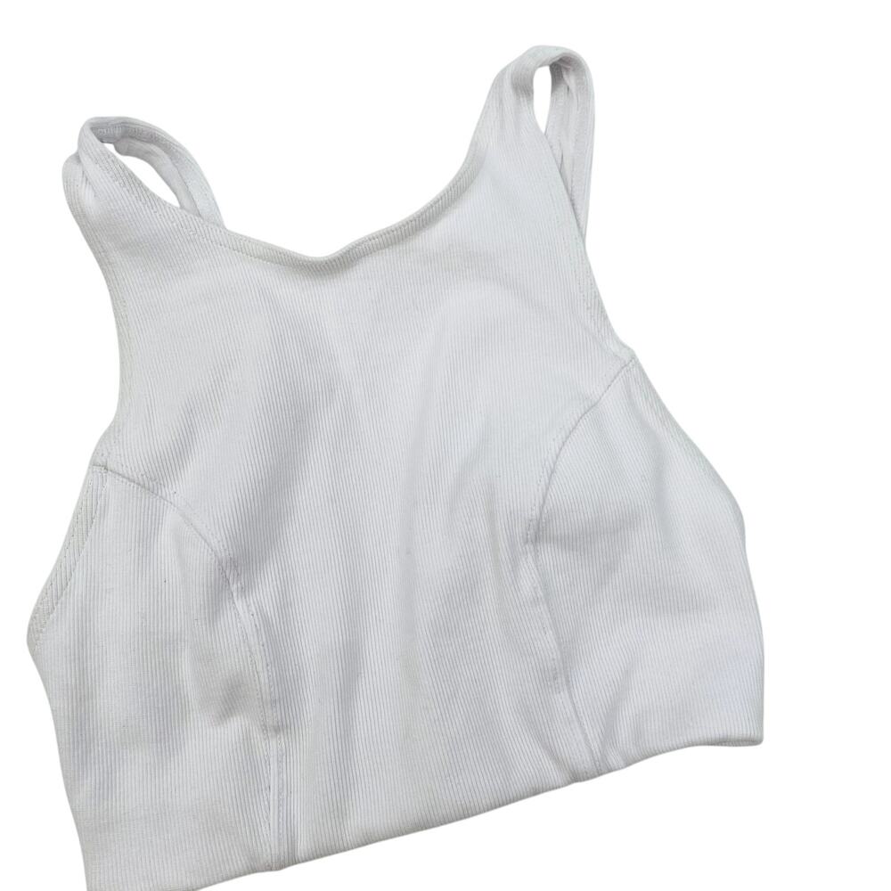Showpo white‎ ribbed high neck sports bra